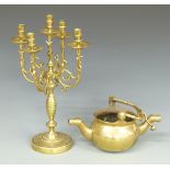 Twin spout Eastern bronze lavabos and a five-branch candelabra