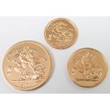 The Royal Mint 2000 United Kingdom gold proof three coin sovereign collection comprising a gold