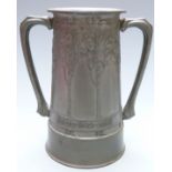 Tudric pewter twin-handled vase / loving cup 'For Old Times' Sake', designed for Liberty by David