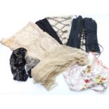 A quantity of 19thC and later textiles including lace blouse probably Georgian and a possibly