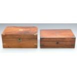 Two 19th century writing slopes, one walnut the other mahogany, both with brass corner protectors,