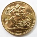 Elizabeth II 1980 gold full sovereign