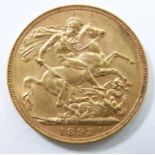 Queen Victoria 1893 gold full sovereign, veiled head