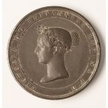 Queen Victoria Coronation commemorative medal coin in base metal, 64mm diameter