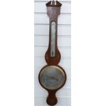 Cattelli & Co, Hereford Georgian wheel barometer with silvered dial and thermometer scale, the