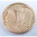 Royal Mint 2012 gold full sovereign, IRB bust obverse, Paul Day George and the Dragon reverse, cased