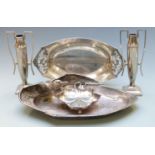 Art Nouveau silver plated bowl with bird to rim and sailing boats to base, Vienna Secessionist style