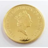 Guernsey 1995 gold proof £25 coin to commemorate The Queen Mother's 95th Birthday, cased with