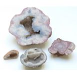 Four quartz geodes