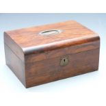 Victorian walnut workbox or jewellery box with lift out compartmentalised tray, width 30cm