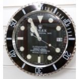 Rolex Oyster Perpetual Submariner dealer's shop display advertising wall clock with black face and