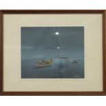Two S Bond watercolour and gouache Eastern maritime scenes, larger 23 x 28cm