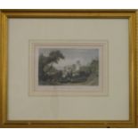 Antique print Berryharbor, Ilfracombe, 12 x 18cm, in gilt frame