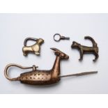 Three Oriental brass locks