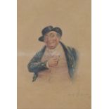 A pair of early 20thC watercolours Mr Pickwick and Sairey Gamp, monogrammed and dated LJT, 1921,