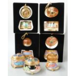 Seven House of Faberge lidded porcelain trinket boxes in original packaging
