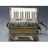 Hohner Student V 32 bass piano accordion in grey pearloid finish, with original carry case