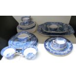 A quantity of 19th/20thC blue and white ceramics including Coalport, Ironstone, Wedgwood 'Fallow