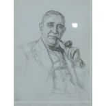 Hubert Andrew Freeth signed artist's proof engraving portrait of Professor B A Wright, 27 x 20cm