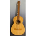 Roca Flamenco acoustic Spanish guitar, c1950s, with inlaid decoration to sound hole, labelled