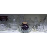 Fourty-seven pieces of clear and coloured glassware including vases, baskets, hallmarked silver