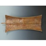 Turkan (Kenya) leather tribal shield with bentwood handle, probably 19thC, L78cm, W34cm