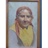 A. Bottesini oil on canvas elderly Sicilian or similar lady, signed lower left 31 x 19cm