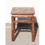 Chinese mother of pearl inlaid stool, W37 x D28 x H49cm