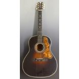 Coletts acoustic guitar, model G-50, no 2022, with antiqued dark lacquered finish and mother-of-