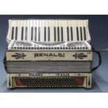 Renaldi Italian 120 bass piano accordion c1930's, in ivory pearloid finish with diamante decoration,