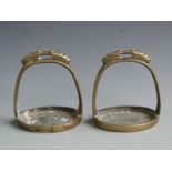 Pair of 19th century Chinese bronze/brass stirrups, H 17cm