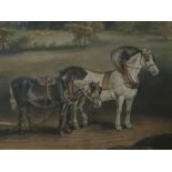 Thomas Weaver large framed print country scene, plough repairs with two gentlemen looking on.