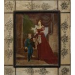 19th century portrait miniature of a lady with her son, indistinctly signed lower left possibly X