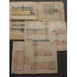 Four early 20th century coloured architctural and engineering drawings relating to the Alexandra