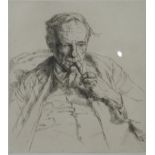 Hubert Andrew Freeth signed engraving portrait of G E Moore, 24 x 21cm