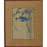 A 19thC Japanese woodblock print, 22 x 32cm