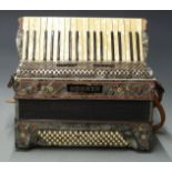 Hohner Tango II German 80 bass piano accordion, c1930s, in grey pearloid finish with diamante and