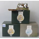 Three Lilliput Lane Beatrix Potter models including Hilltop, Tabitha Twitchet's and Tower Bank Arms