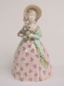 Goldscheider Wien figurine holding a bouquet of flowers, H21cm