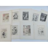 Eight Martin van Maele and similar prints of erotic etchings including La Grande Danse Macabre des