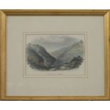 Antique print Lynton and Lynmouth, 11 x 16.5cm, in gilt frame