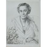 Hubert Andrew Freeth signed artist's proof engraving portrait of Mrs B A Wright, 27 x 20cm