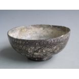 Persian pedestal bowl with engraved decoration, probably 18th/19th century, H6cm, diameter 13.5cm