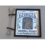 Georges' Beer and Stout, Bristol advertising mirror and a glass half yard of ale