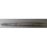 Aboriginal throwing club or Nulla with carved geometric decoration and unusual carved knop, L48cm
