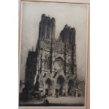 Andrew F Affleck etching Rheims Cathedral, signed lower right, 65 x 42cm