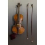 Late 19th/early 20thC violin, labelled Stradivarius Cremona model 1721, 36cm two piece back,