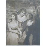 Norman Hirst signed mezzotint of three children, signed to lower right margin, 45 x 37cm