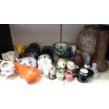 Large Denby pottery vase, studio pottery lidded crock, Carn and Celtic pottery items, early Poole