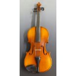 Modern (1977) German made viola with 39.5cm two piece back, labelled Andreas Hrenzinger